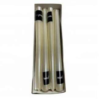 Wrapped Taper Candles, 250mm, Metallic Pearl White, 12 Pack