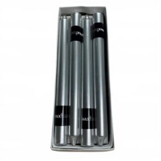 Wrapped Taper Candles, 250mm, Metallic Silver, Straight Sided, 12 Pack