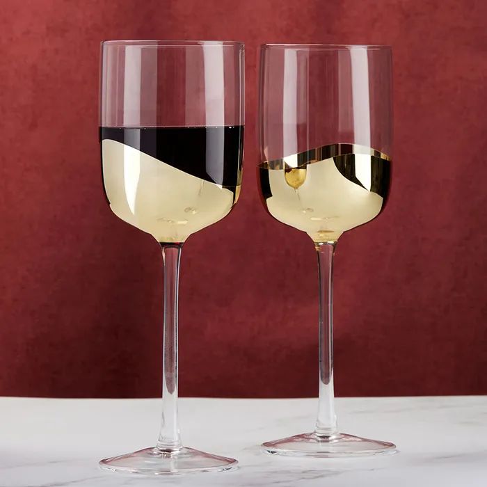 Anton Studio Wave Wine Glasses, Gold, Set of 2 - Image 3