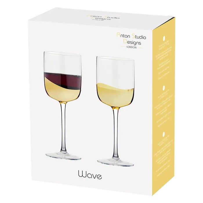 Anton Studio Wave Wine Glasses, Gold, Set of 2 - Image 4