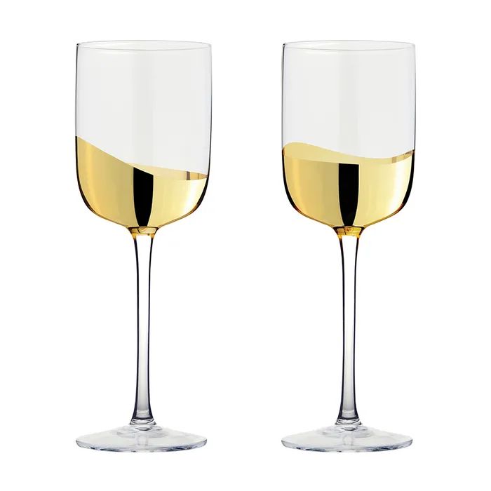 Anton Studio Wave Wine Glasses, Gold, Set of 2 - Image 5