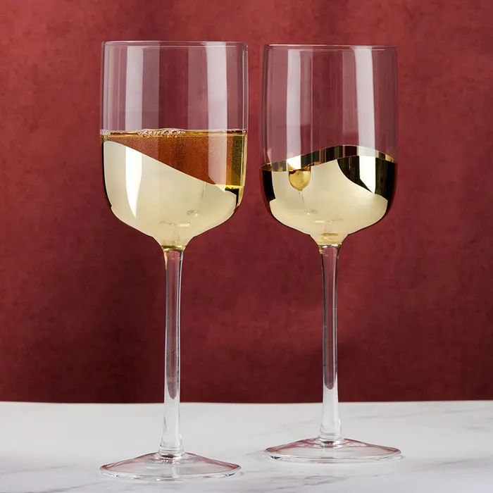 Anton Studio Wave Wine Glasses, Gold, Set of 2 - Image 6