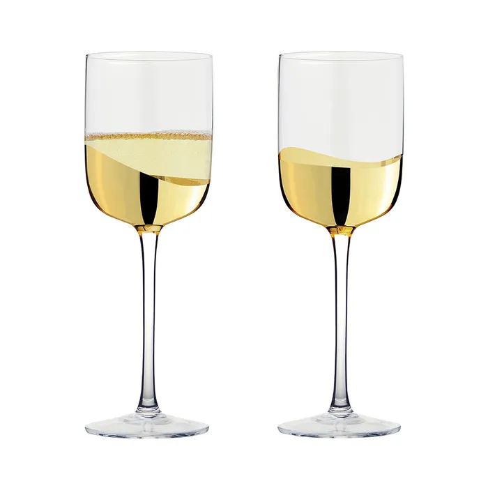 Anton Studio Wave Wine Glasses, Gold, Set of 2 - Image 7
