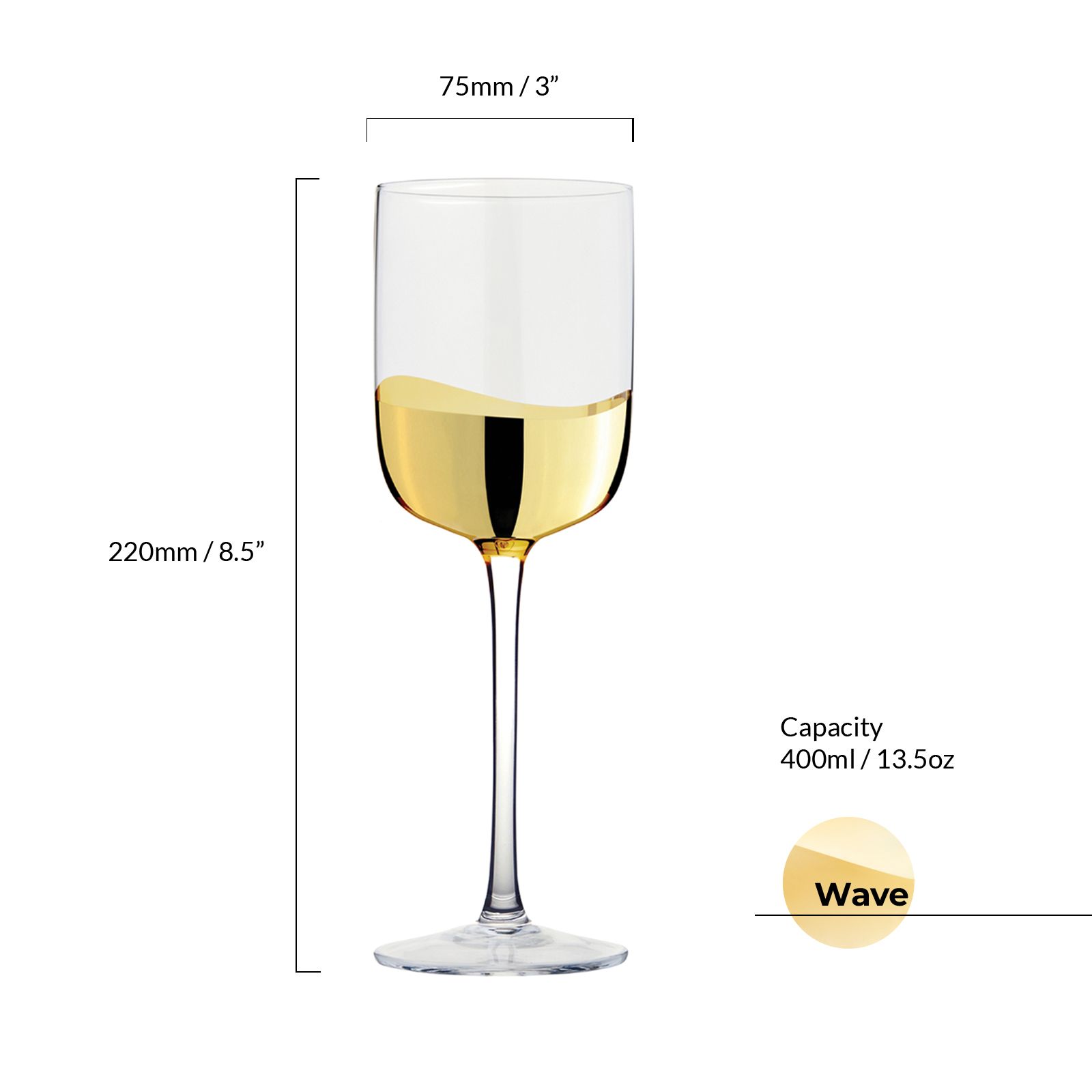 Anton Studio Wave Wine Glasses, Gold, Set of 2 - Image 8