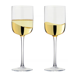 Anton Studio Wave Wine Glasses, Gold, Set of 2