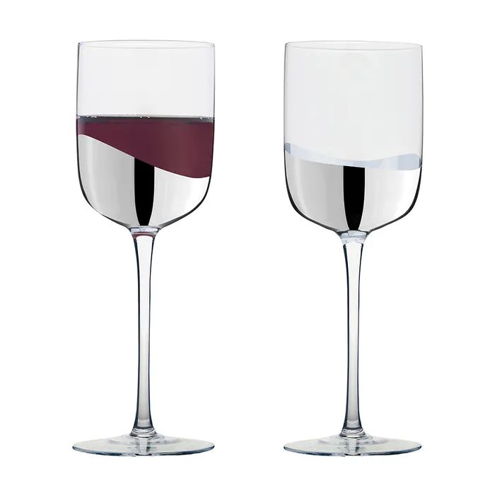 Anton Studio Wave Wine Glasses, Silver, Set of 2 - Image 2