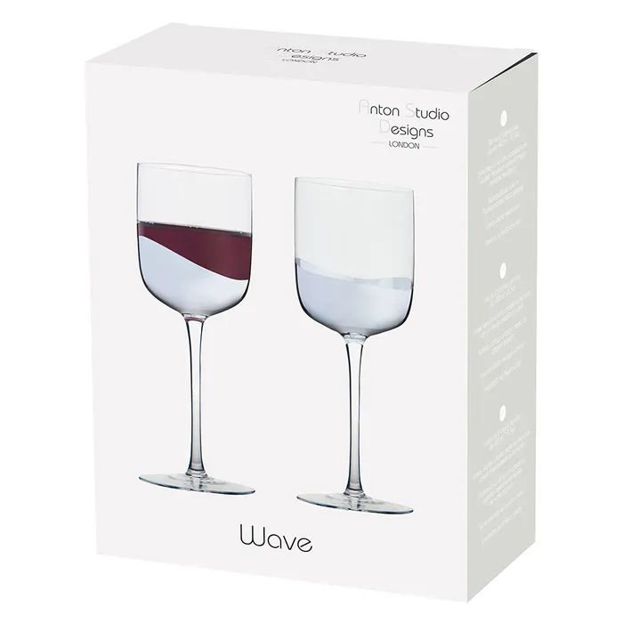 Anton Studio Wave Wine Glasses, Silver, Set of 2 - Image 5