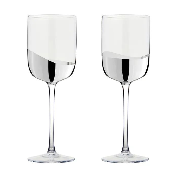 Anton Studio Wave Wine Glasses, Silver, Set of 2 - Image 6