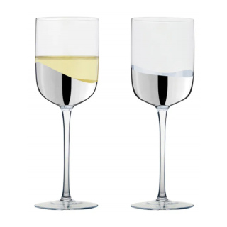 Anton Studio Wave Wine Glasses, Silver, Set of 2