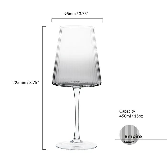 Anton Studio Empire Smoke Wine Glasses, Set of 2 - Image 3
