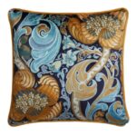 Ulster Weavers Cushion Cover: Down the Dilly, Ochre/Blue, 43x43cm