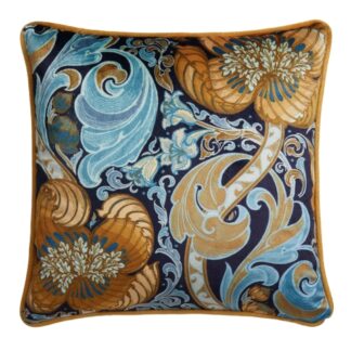 Ulster Weavers Cushion Cover: Down the Dilly, Ochre/Blue, 43x43cm