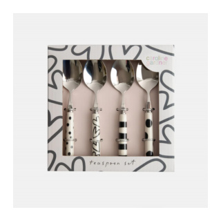 Caroline Gardner Mono Patterns Stoneware Teaspoons, Set of 4