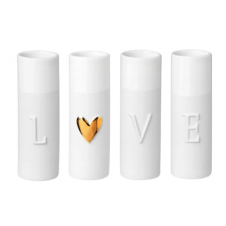Räder Porcelain Mini Vases, Love, Set of 4