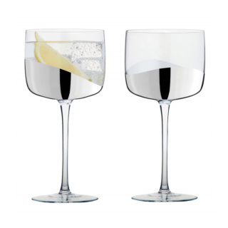 Anton Studio Wave Gin Glasses, Silver, Set of 2