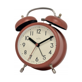 Acctim Hardwick Double Bell Alarm Clock, Soft Coral