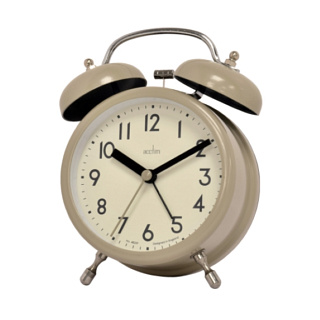 Acctim Hardwick Double Bell Alarm Clock, Taupe