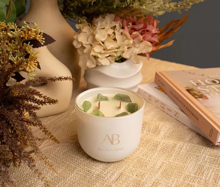 AromaBotanicals Crystal Infused Scented Jar Candle, Aventurine - Image 3