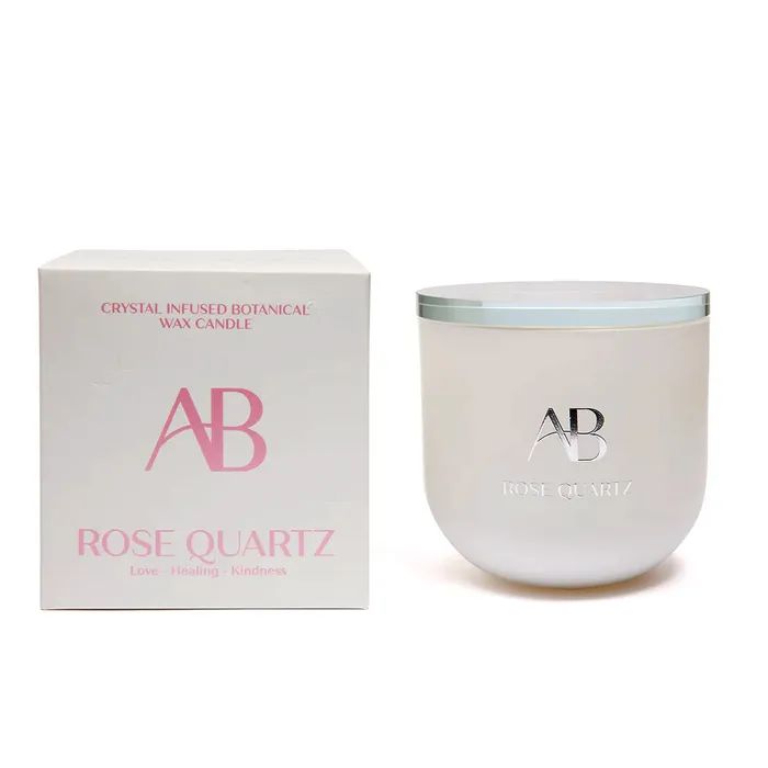 AromaBotanicals Crystal Infused Scented Jar Candle, Rose Quartz - Image 2