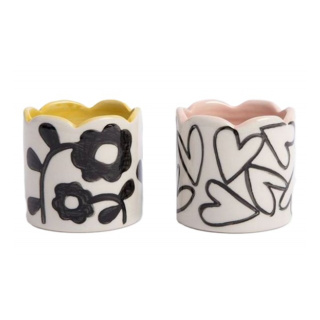 Caroline Gardner Egg Cup Holders, Flower Hearts, Set of 2