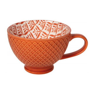 Now Designs Stamped Latte Stoneware Mug, Copper Leaves