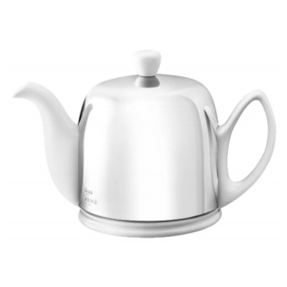Guy Degrenne Salam Classique White Mirror Cloche Teapot, 4 Cups
