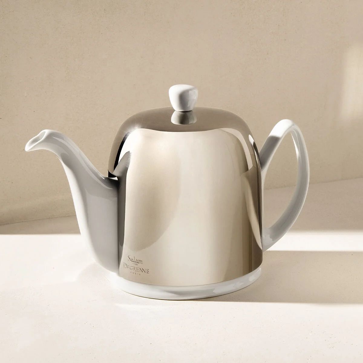 Guy Degrenne Salam Classique White Mirror Cloche Teapot, 8 Cups - Image 2