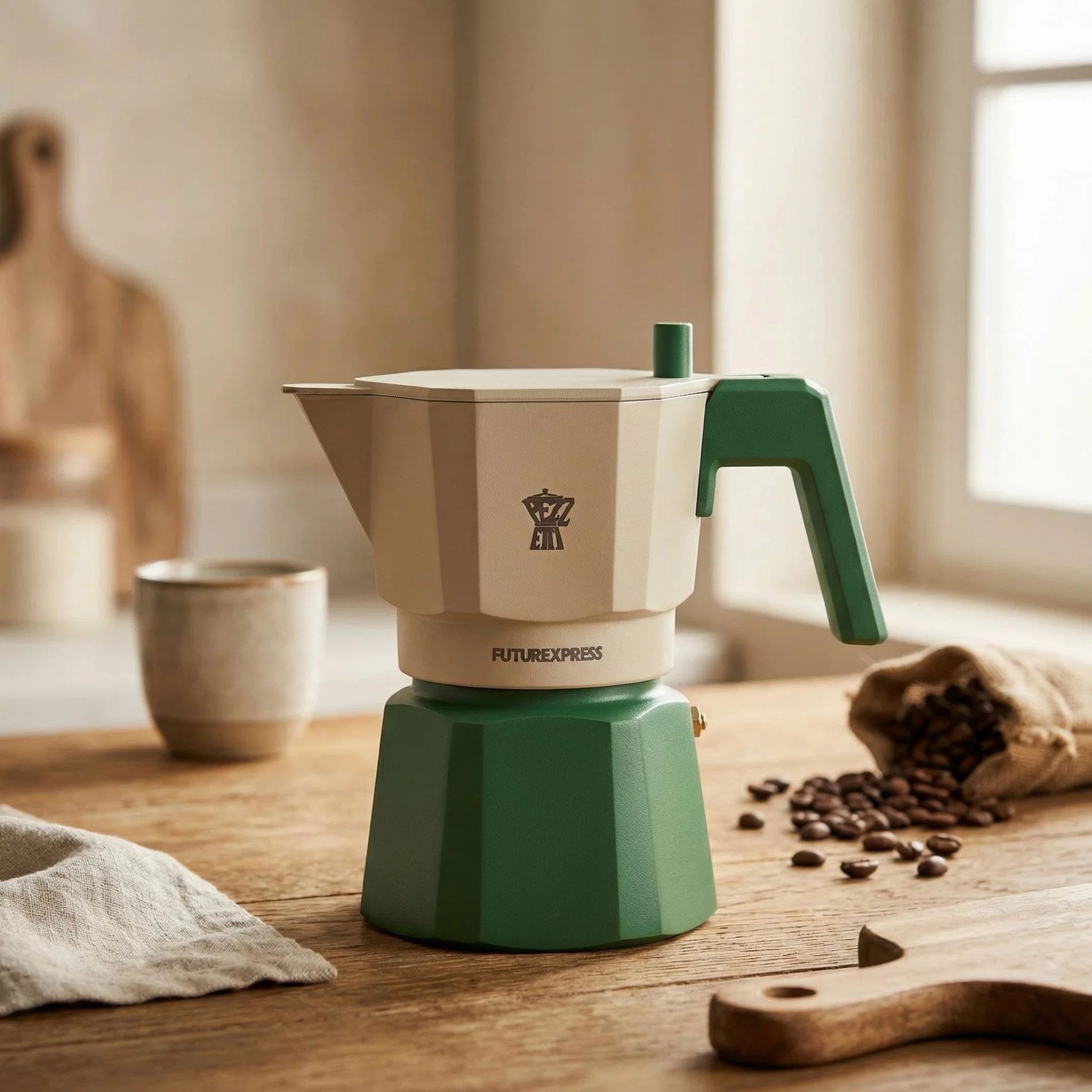 Pezzetti Futurexpress Aluminium Coffee Maker, Forest Green, 6C - Image 3