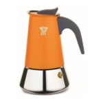 Pezzetti Steelexpress Stainless Steel Coffee Maker, Orange Flame, 6C